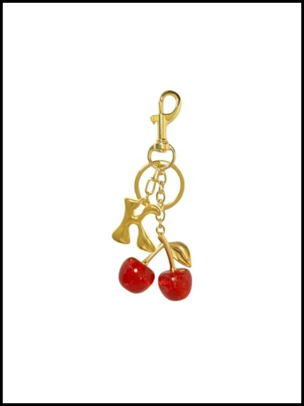 Cherry Letter Bag Charm Metal Lobster Clasp Purse Keychain Accessory
